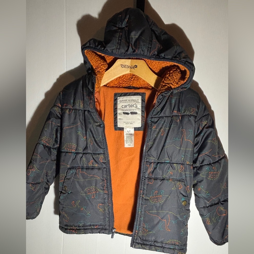 Carter's Kids Puffer Jacket - Gray with Orange Lining size large